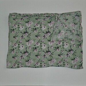 Modern Baby Green Purple Floral Muslin 100% Cotton Swaddle Blanket Lovey 27x36